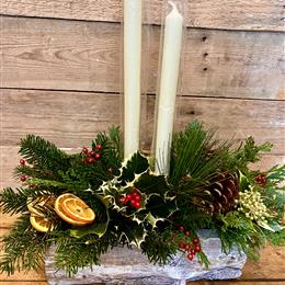 Wooden Log Candle Arrangement 