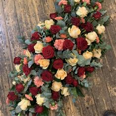 Peach and Red Rose Double Ended Spray