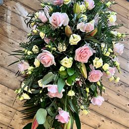 Pink and Cream Casket Spray