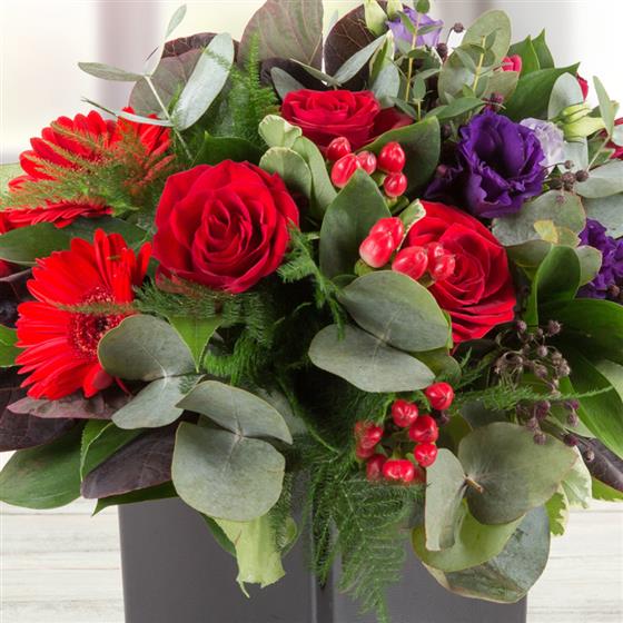 Red & Purple Cube Cornflower Blue Florist Whitley Bay